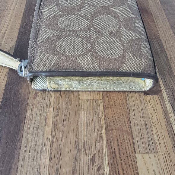 Coach Peyton Signature Slim Zip Wallet - Khaki /Gold - Picture 6 of 13
